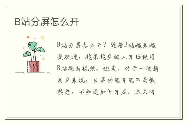 B站分屏怎么开(b站分屏怎么弄)